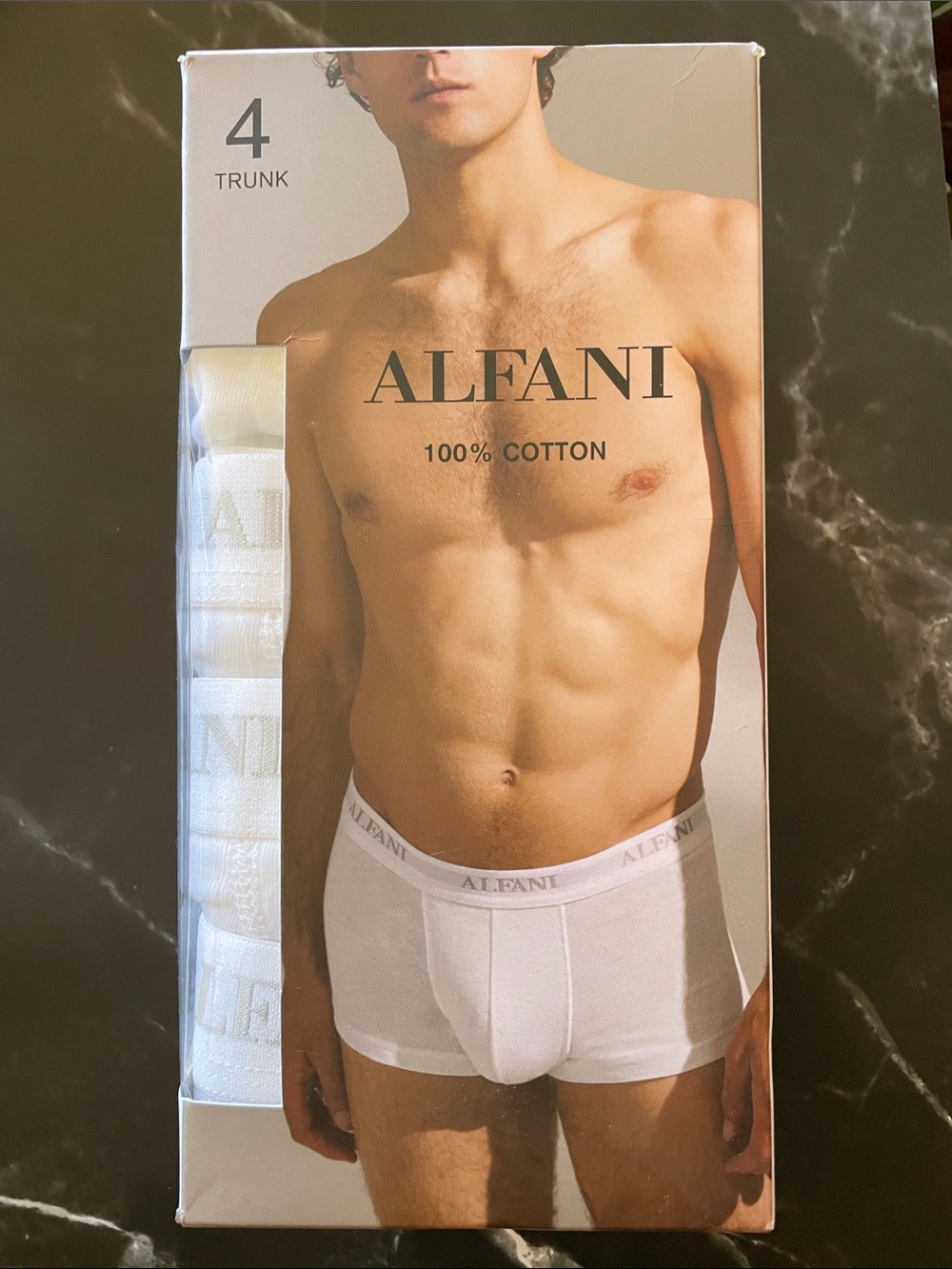 Alfani Men’s White Cotton Trunk Briefs - 4 Pack